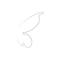 Fototapeta premium Flying bird continuous line drawing element isolated on white background for logo or decorative element.