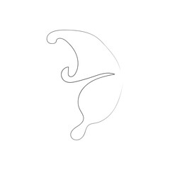 Flying bird continuous line drawing element isolated on white background for logo or decorative element.