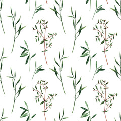 Watercolor pattern with grass blades