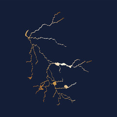 Gold kintsugi cover design vector. Luxury golden marble texture. Crack and broken ground pattern for wall arts, home decoration, print and wallpaper.