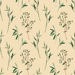 Watercolor pattern with grass blades