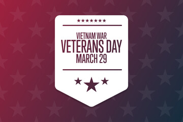 National Vietnam War Veterans Day. March 29. Holiday concept. Template for background, banner, card, poster with text inscription. Vector EPS10 illustration.