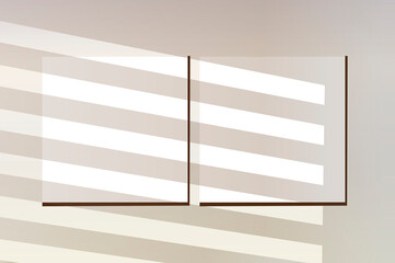 Blank mockup, blinds shadow, realistic vector illustration as overlay template with window shadow
