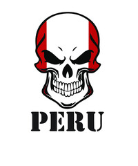Fototapeta na wymiar Peru skull horror graphic design custom typography vector for t-shirt, banner, festival, brand, company, business, logo, fun, gifts, website, in a high resolution editable printable file.