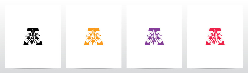 Hibiscus Flower On Letter Logo Design A