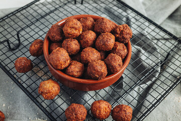 Fried home made italian traditional meatballs
