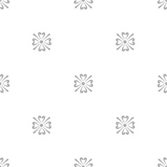 Small flower medallion motif vector seamless pattern. Arabesque geometric simple symmetrical elements block print. Indian floral elegant oriental style design. Oriental frieze background. 