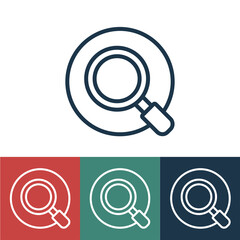 Linear vector icon with search world