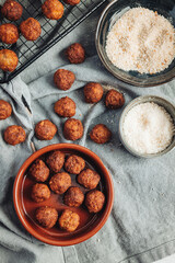 Fried home made italian traditional meatballs