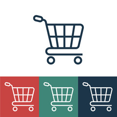 Linear vector icon with shopping cart
