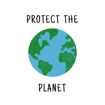Planet earth eco poster. Earth day concept, world environment day minimalist banner. Vector illustration