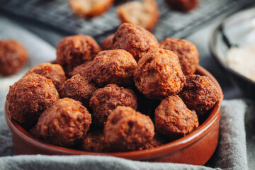 Fried home made italian traditional meatballs