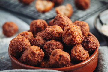 Fried home made italian traditional meatballs