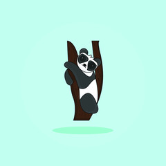 cute panda pictures climbing a tree © amanjaya designer