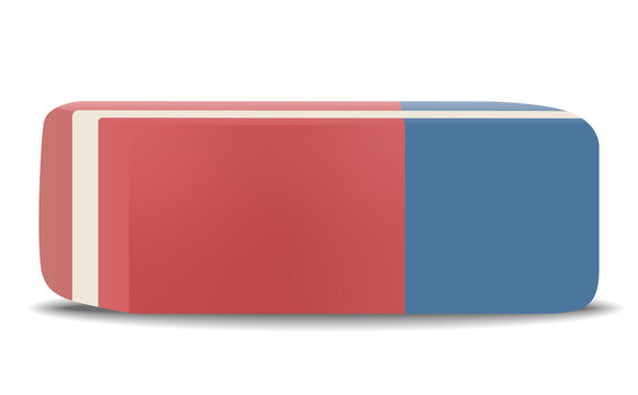 red and blue rubber eraser isolated on white vector illustration