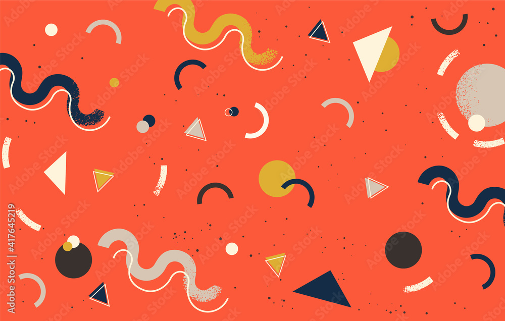 Poster creative abstract design decorated flat vector background with figures of geometric shapes texture. 