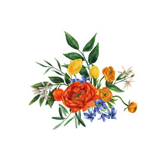 Bouquet of flowers in watercolor