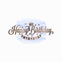 Happy Birthday watercolor Card On white Background
