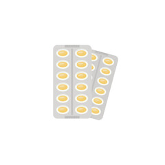 fish oil capsules in a blister. Omega 3-6-9 food supplement. Isolated on white background. Vector illustration. Flat.