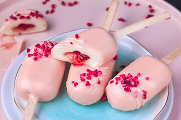 Cake Popsicles. Chocolate Ice Cream Pops. Homemade Cakesicles.