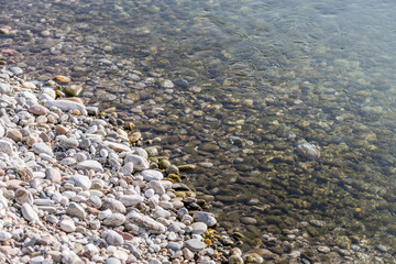 white pebbles and clear waters at Ticino river, near Bereguardo