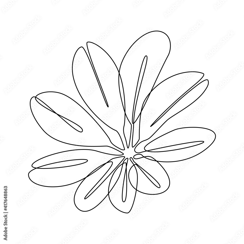 Poster exotic flower continuous one line drawing with abstract pastel shape. modern botany minimalist poste