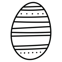 Easter egg hand drawn icon, Decorative doodle egg with simple line pattern