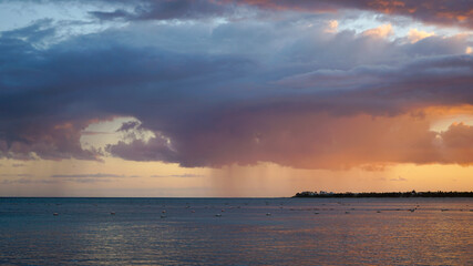 sunset storm over the Caribbean sea