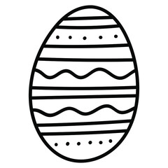 Simple Easter egg hand drawn icon, Decorative doodle egg with line   dot and wave pattern