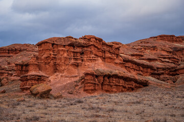 Fototapeta premium The Narman Peribacalari Fairy Chimneys in the Narman province of Erzurum,TURKEY. January 2021