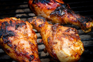 chicken barbecue on a charcol grill