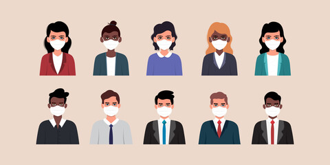 Icon set of business man and business woman.