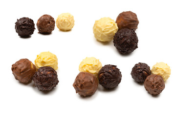 Chocolate truffle isolated on white background.