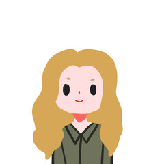 person with a smile thinking working woman cute cartoon character 