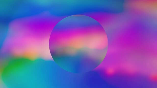 Abstract spectrum vaporwave holographic gradients with circle, trendy colorful seamless 4K video loop in pastel neon colour