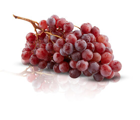 bunch of grapes mirror shadows reflections isolated on​ white background​ with clipping path​