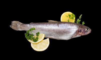 fresh fish with lemon isolated on black background with​ clipping path​