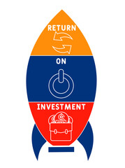 ROI - Return On Investment acronym. business concept background.  vector illustration concept with keywords and icons. lettering illustration with icons for web banner, flyer, landing page