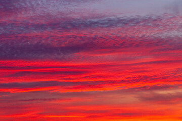 Beautiful sunset sky with clouds.