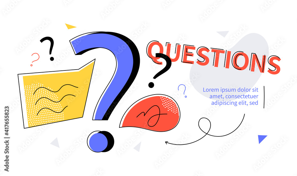 Poster questions - modern colorful flat design style web banner