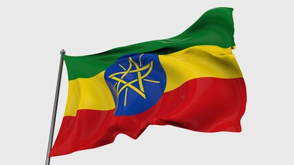 Ethiopia FLAG ISOLATED IN GREAY BACKGROUND.