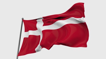 Denmark FLAG ISOLATED IN GREAY BACKGROUND.