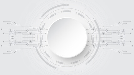  Grey white Abstract technology background with various technology elements Hi-tech communication concept innovation background Circle empty space for your text