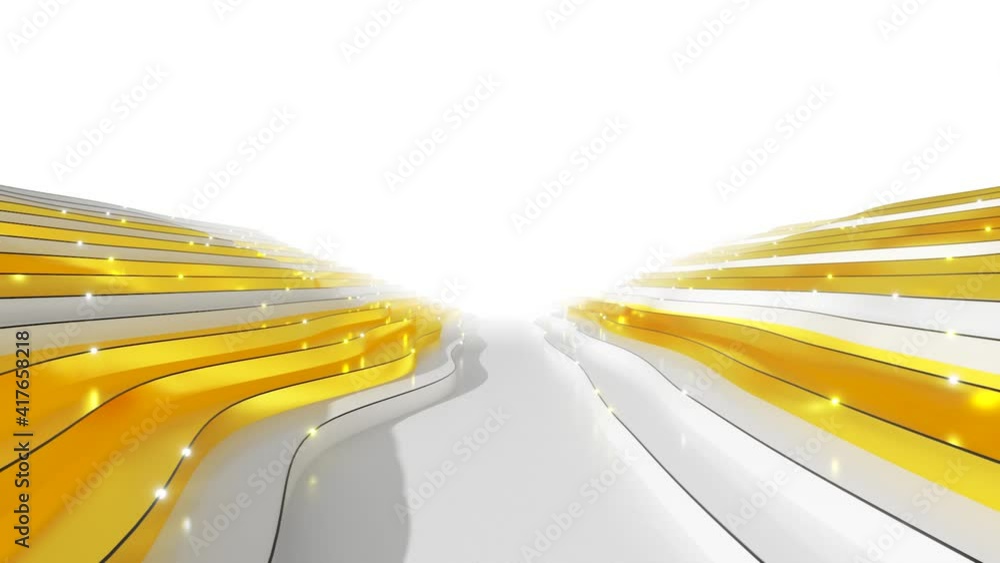 Poster abstract background from a wavy stepped surface. white and gold steps. abstract background for busin
