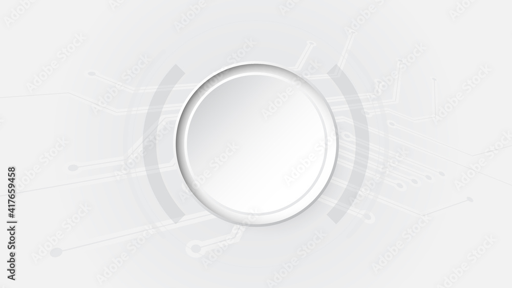 Wall mural grey white abstract technology background with various technology elements hi-tech communication con