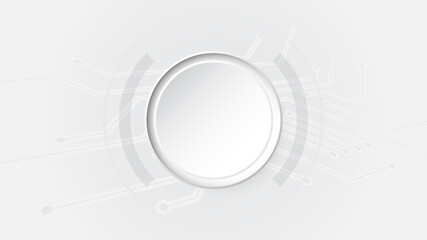Grey white Abstract technology background with various technology elements Hi-tech communication concept innovation background Circle empty space for your text