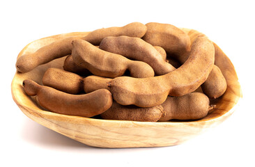 Tamarind Beans in Shell on a White Background