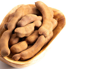 Tamarind Beans in Shell on a White Background