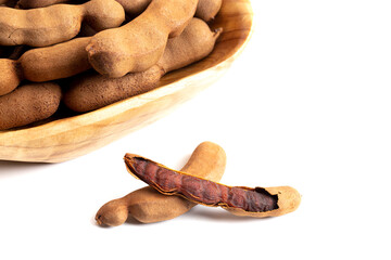 Tamarind Beans in Shell on a White Background