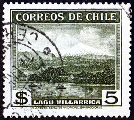 Obraz premium Postage stamp Chile 1938 Lake Villarrica, Chile